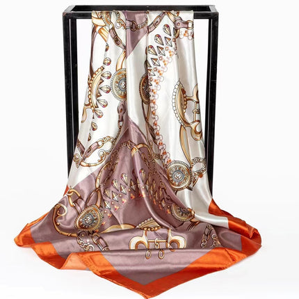 Mother's Day Gift Factory Direct Smooth Satin 90 Large Square Scarf Headscarf European and American Style Oil Painting Silk Scarf Women's Shawl Wai