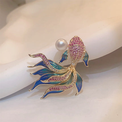 Goldfish Zircon Brooch / Broche Poisson Zircon