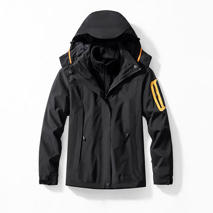 Men's Three-In-One Jacket with Detachable Mink Velvet Lining, Two-Piece Set for Women, Outdoor Mountaineering Clothing, Windproof and Waterproof Jacket