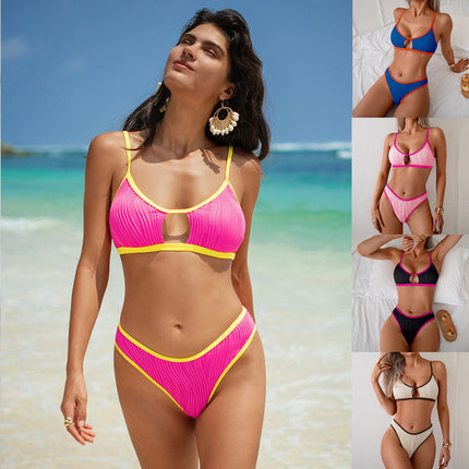 Cross-border 2025 New Swimsuit Women's European and American Sexy Sling Strap Instagram Style Split Bikini Swimsuit Bikini in stock