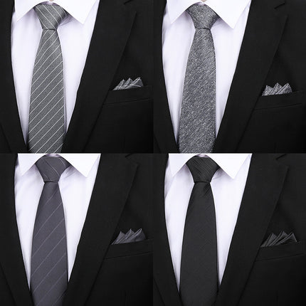 Formal wear wedding tie men's 8CM bridegroom wedding Korean style wine red business tie narrow zipper lazy men and women