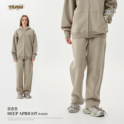 Tilani Men's Autumn and Winter Velvet Thickeneded Hooded Cardigan Sweatshirt Sweatpants American Fashion Brand Youth Hoodie Suit