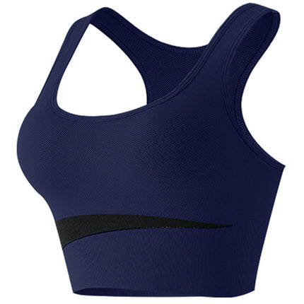 Contrast Color Beautiful Back Sports Bra for Women Without Rims Shock-Proof Vest Push-Up Fitness Running Yoga Quick-Drying Sports Bra