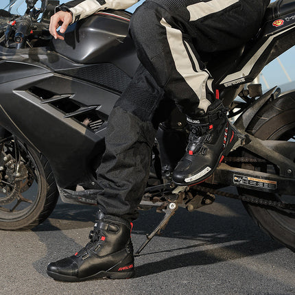 Waterproof Boots, Motorcycle Shoes, Motorcycle Boots, Non-Slip Mid-Top Rider Shoes, Riding Shoes, Motorcycle Shoes, Men's Motorcycle Travel Shoes