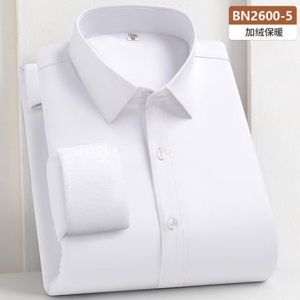 Wool Composite Thermal Shirt Men's New Brushed Thickened Shirt Autumn and Winter Business Plus Velvet Thickened Cold-Proof Shirt