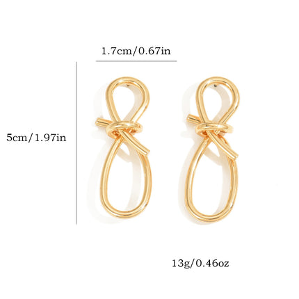 European and American alloy cross-border simple Hong Kong style 8-character twisted winding long ear buckle creative personality butterfly knot earrings