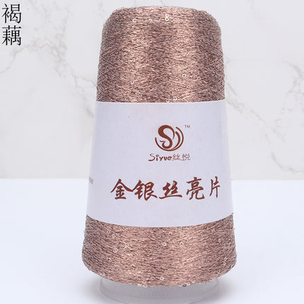 silk yue/diy hand-woven wool ball sweater line magic color gold and silver sequin line wrapped flower colorful companion wiring