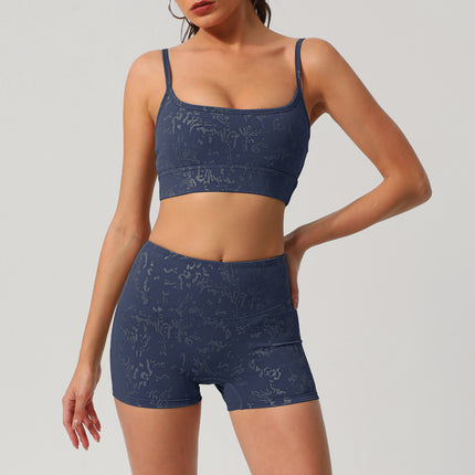 Cross-border Hot Silver Yoga Suit Advanced suit Women's Outdoor Training Running European and American Long Sleeve Fitness Suit suit