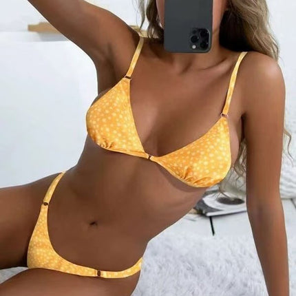 Cross-border AliExpress Soft Cup Sexy Printed Split Swimsuit Women's Neck Triangle Bikini Amazon Two-piece Set