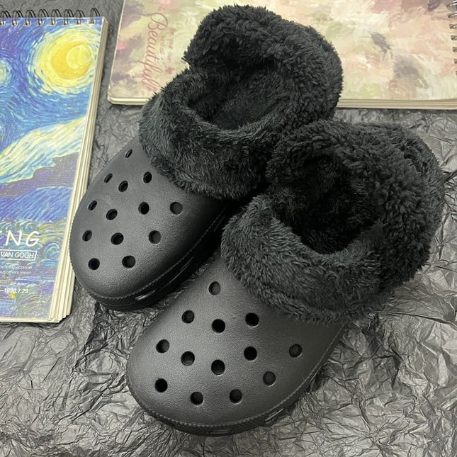 Hole Shoes Plush Liner Winter Warm Plus Fluff Cover Men's and Women's plus size Shoe Cover Removable Heel Shoe Lace Cover