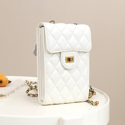 2024 New Leather Tassel Hardware Ball Small Chanel Style Diamond Chain Mobile Phone Bag Shoulder Crossbody Mini Small Bag