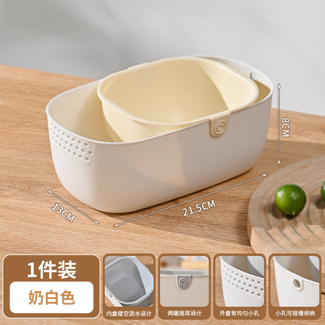 Multi-functional double-layer thickened fruit drain basket food grade melon seeds snack storage box living room kitchen fruit basket fruit plate