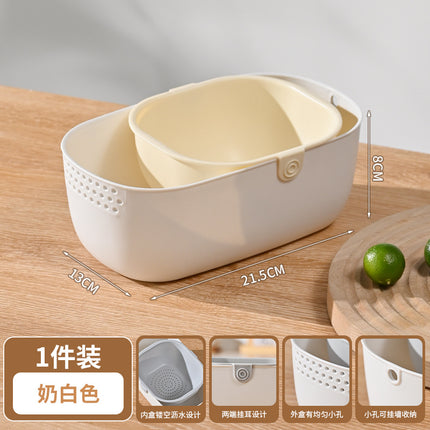 Multi-functional double-layer thickened fruit drain basket food grade melon seeds snack storage box living room kitchen fruit basket fruit plate