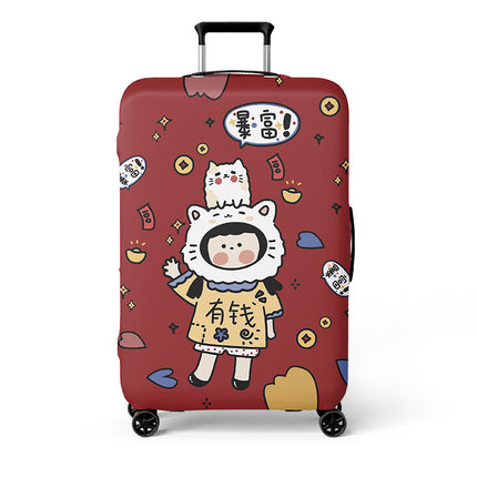 Double-Opening Elastic Suitcase Cover, Thickened Luggage Protective Cover, Travel Suitcase Dustproof Trolley Case, Cartoon Cute Design