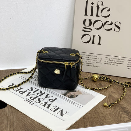 New Textured Box Bag Niche Fashion Lipstick Bag Versatile Small Fragrant Style Rhombus Chain Shoulder Crossbody Bag for Women