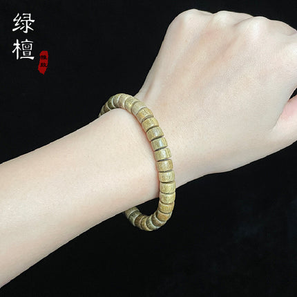 Green sandalwood small tablets Buddha beads Wen play bracelet sandalwood women's simple single circle small bracelet wholesale bracelet around the finger soft