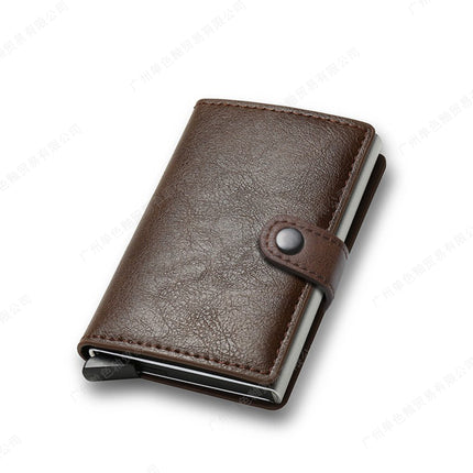 Rfid Anti-Theft Card Swipe Carbon Fiber Aluminum Alloy Credit Card Metal Card Holder Men's Wallet with Elastic Card Multi-Card Slot