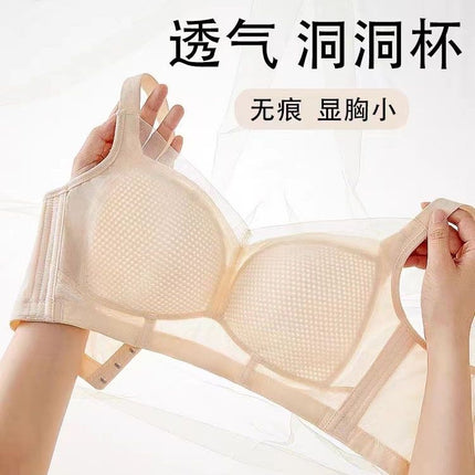 Thin Breathable Non-rimmed Full Cup Big Chest Shown Chubby MM Top Bra Gathering Asparaginis plus size Underwear