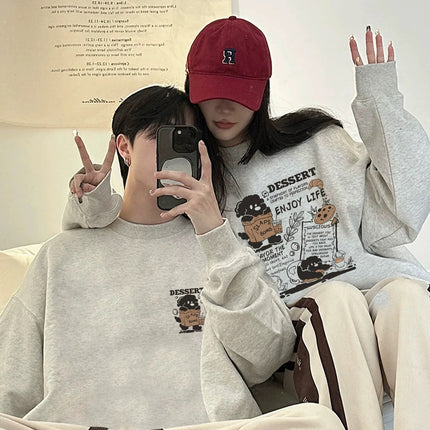 Autumn and Winter Clothing for Men and Women, High-End Velvet Round-Neck Sweatshirts, Couple Wear, Trendy Brand Class Uniforms, Warm Bottoming Shirts