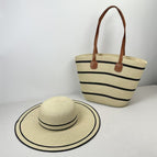 Wide strips of beige and black patterns / Single hat [diameter 40 head circumference 58]