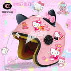 Children's 3c thickening + cat t2 / Pink half helmet + rocking cat + black pink butterfly