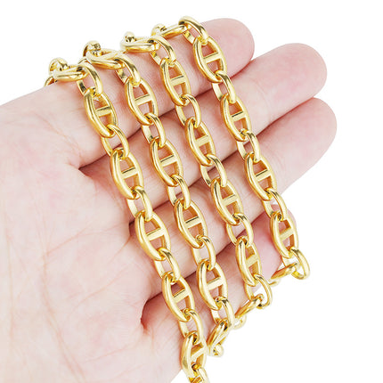 8mm Stainless Steel Japanese Chain European and American Bold Pig Nose Chain Bracelet Bag Chain Accessories Sweet Cool Style Necklace Chain