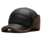 Velvet leather hat-brown