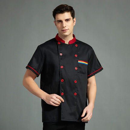 Chef Work Clothes Men's Short-Sleeved Summer Thin Chef Clothes Long-Sleeved White Hotel Canteen Catering Work Clothes Kitchen Chef Clothes