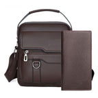 Brown lychee pattern large bag + long wallet