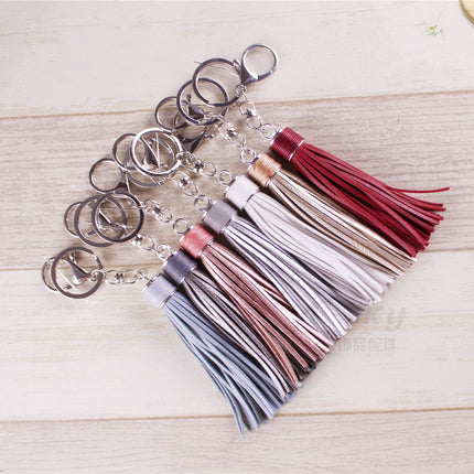 Wax line alloy gift leather tassel car key chain women's bag pendant key chain jewelry Amazon diy