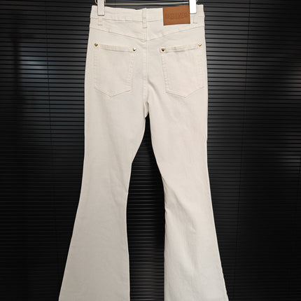 White Micro-Lam Jeans Women's Winter Latest Thin Velvet High Waist Slim-Fit Slimming Simple All-Match Horn Mop Pants
