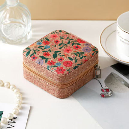 Cross-border New Retro Cork Jewelry Box Advanced Sense Storage Portable Travel Earrings Ring Necklace Storage Box