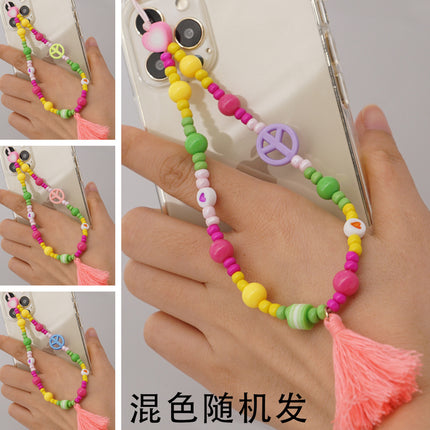 Factory direct supply handmade beaded mobile phone lanyard bluetooth speaker lanyard flashlight fan selfie stick U disk sling