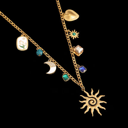 Cross-Border Stainless Steel Necklace Shell Titanium Steel Pendant New Pearl Jewelry Seaside Accessories European and American Non-Fading Jewelry