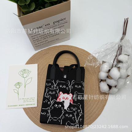 Girl's Heart-Shaped Knitted Crossbody Bag
