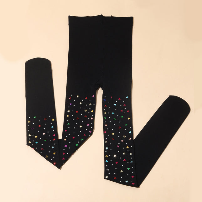 Black leggings women autumn and winter thick black silk 2024 new spring and autumn stockings pantyhose peach heart socks wholesale
