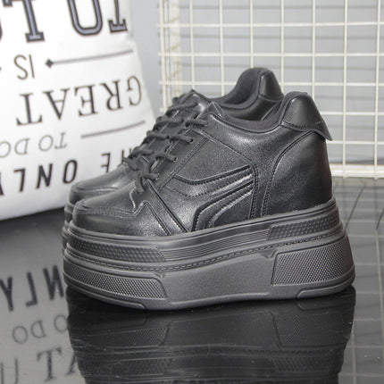 Inner Height 14cm Women's Shoes Autumn New Thick Bottom Platform 12cm Small White Shoes Small Casual Sports Board Shoes