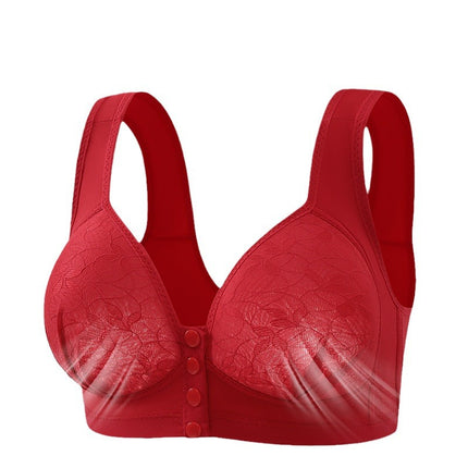 New Product Fixed Cup Front Opening Buckle Mother Middle-aged and Elderly Underwear Women's plus size Non-rimless Bra Thin Vest Bra