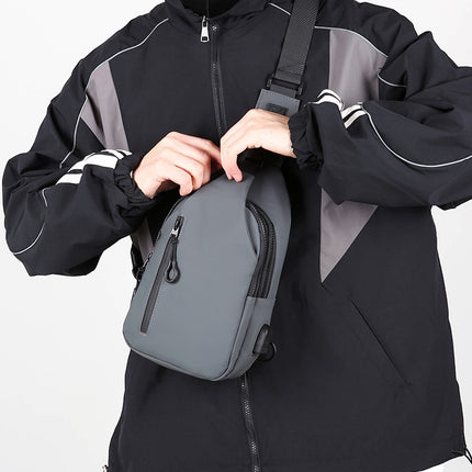 Cross-Border New Chest Bag Men's High-End Crossbody Bag Men's Water-Repellent Shoulder Bag USB Charging Chest Bag