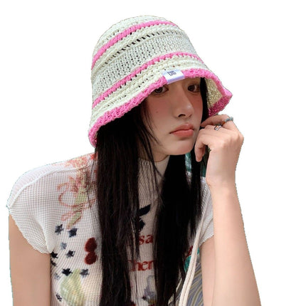 Colorful Straw Fisherman Hat Women's Summer Face Showing Small New All-match Straw Hat Beach Sunshade Sun Hat Trendy