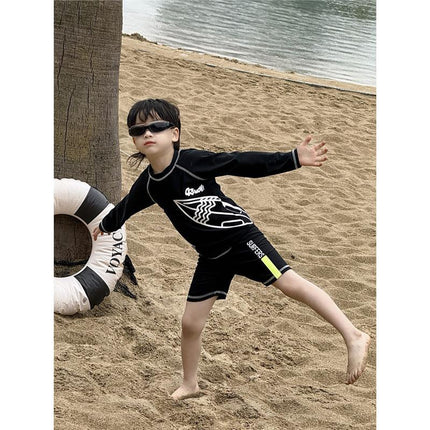 Children's Swimsuit Boy Split Long-Sleeved Professional Training Swimsuit 2025 New Summer Baby Quick-Drying Seaside Vacation