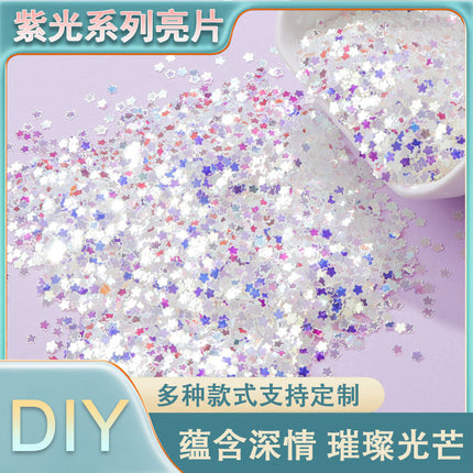 Flash purple nail art sequins stage makeup material diy slime filling glue UV glue mobile phone case small accessories