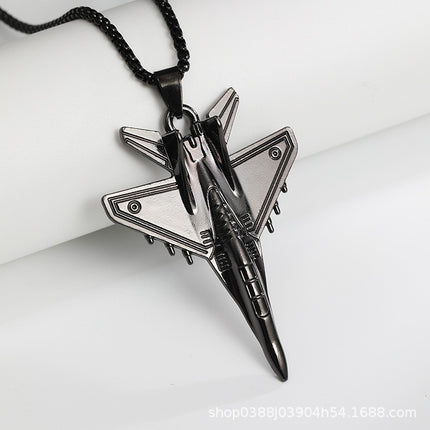 New J-20 Fighter Pendant Necklace Creative Aviation Aircraft Model Air Show Commemorative Small Gift Jewelry Wholesale