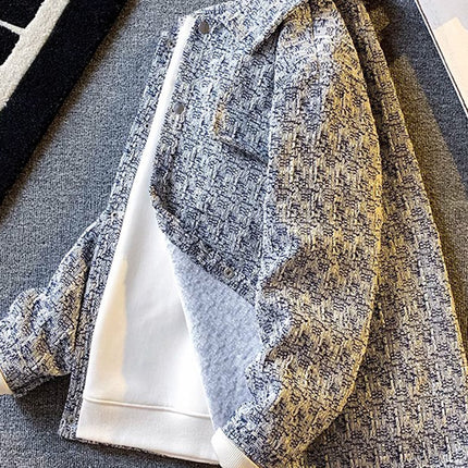 Woven Xiaoxiang Style Jacket Men's Handsome Loose Casual Spring and Autumn American High Street Jacket Men's Home Figure# TT07