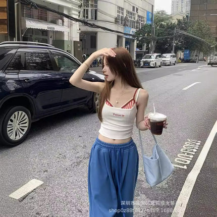 Hot Girl suit Women's Inner Swimsuit Summer Letter Print Slim-fit White Sling