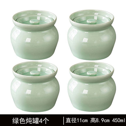Ceramic Stew Pot for Stew in Water Household Bird's Nest Special Steaming Pot with Lid for One Person Soup Stew Pot Bowl Tucker Small Soup Pot