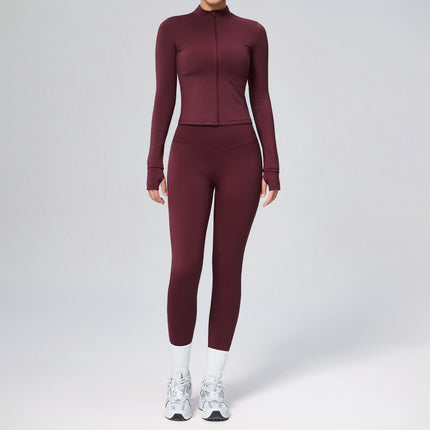 Cross-Border New Tight-Fitting Yoga Clothing Suit Women's Cardigan Running Sportswear Suit Quick-Drying Fitness Clothing Three-Piece Set