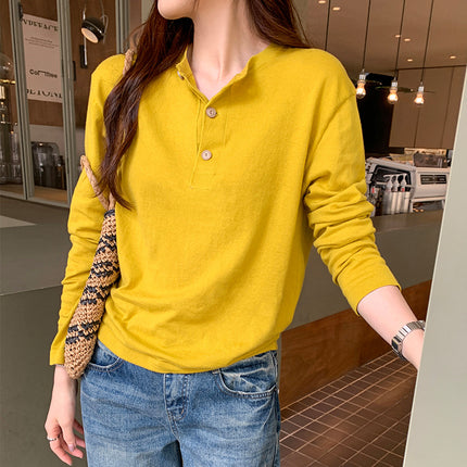 Korean Dopamine Yellow Right Shoulder Loose Long-Sleeved Knitwear for Women 2025 New Style Unique and Super Nice Single Top