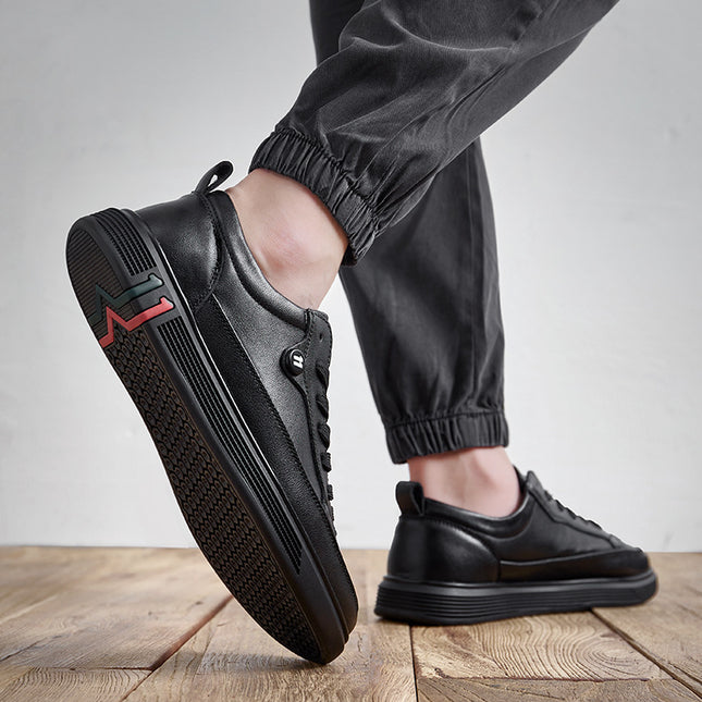 Men's Leather Shoes 2025 Autum Breathable Trbottomyy Soft-Soled Casual Shoes Men's Trbottomy Shoes Sports Versatile British Men's Sneakers