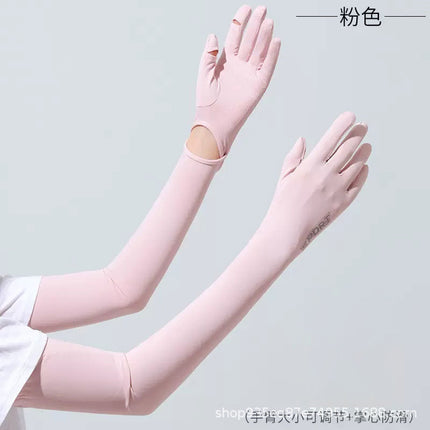 Sun Protection Gloves for Women in Summer, Anti-Uv Ice Silk Sleeves for Driving, Anti-Slip Touch Screen Sunshade, Extended Arm Sleeves for Outdoor Use